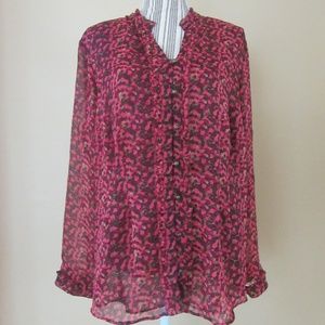 Coldwater Creek Semi Sheer Violet Peasant Blouse